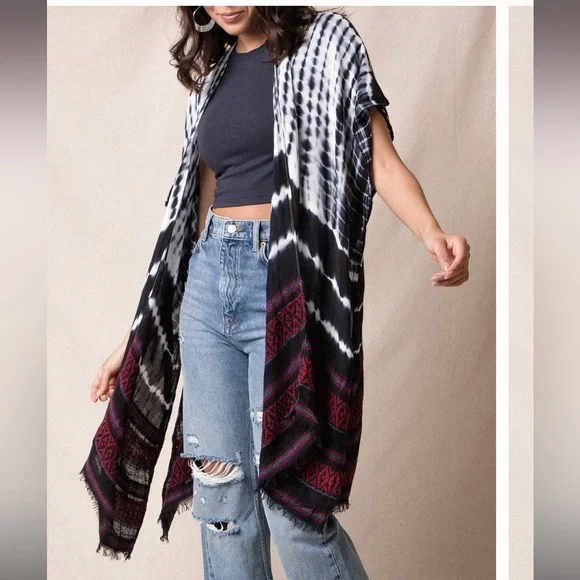 Angie Tie Dye Kimono Wrap One Size - Picture 1 of 7